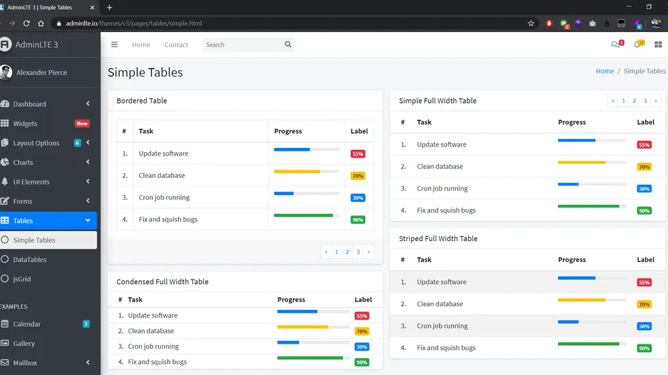 AdminLTE for ASP.NET MVC screenshot