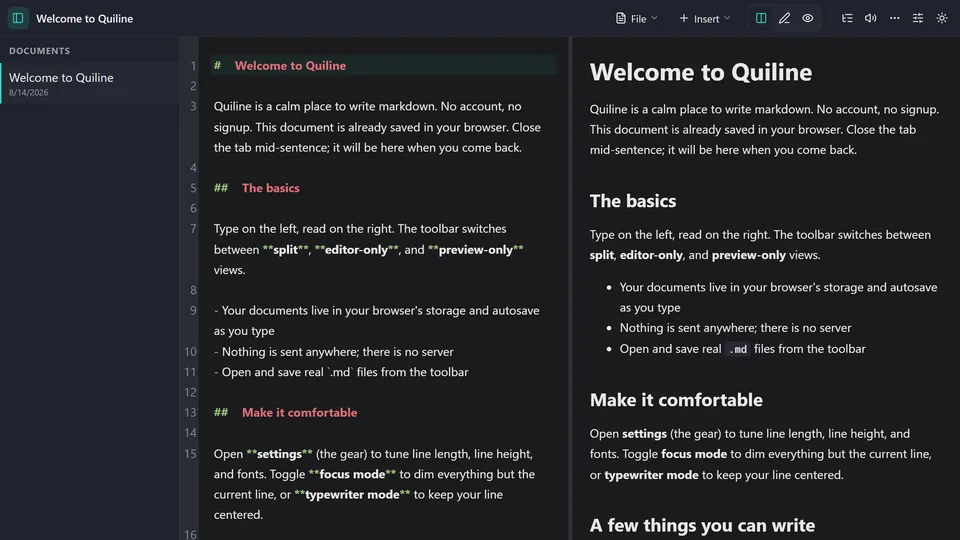 Quiline screenshot
